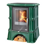 Kachlová kamna ABX Bavaria s výměníkem, kachlový sokl flaschengrün